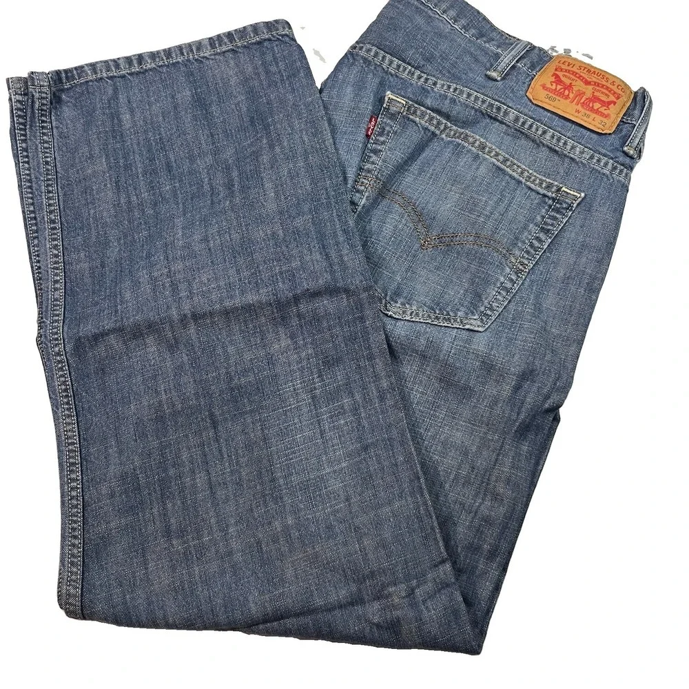Levis 569 Jeans Mens 38x32 Loose Straight Baggy Medium Wash Denim EUC